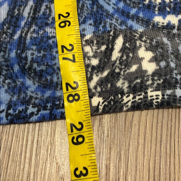 Talbots Merino Wool Open Front Cardigan Blue Gray Hounds Tooth Paisley Womens XL - Picture 6 of 9